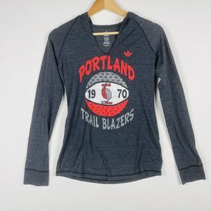 Adidas Portland Trail Blazers Heather Grey Hoodie Light Sweatshirt Womens Small‎